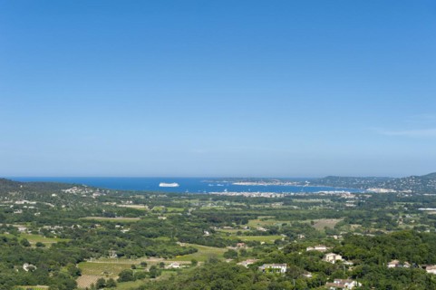 Landscape with view of the Gulf of Saint-Tropez from Grimaud Castle, Grimaud-Village, Var,