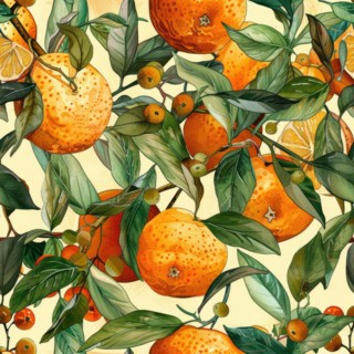 Watercolor seamless pattern with detailed oranges and fruits in a rich and vibrant arrangement AI