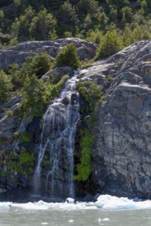Waterfall, Lago Grey, Torres del Paine National Park, Parque Nacional Torres del Paine, Cordillera