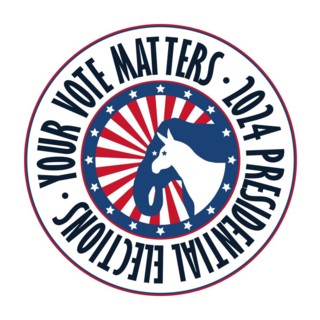 2024 Presidential vector template conceptual badge with donkey and elephant, democrats and