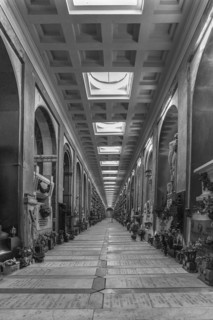 Covered tombs at the Monumental Cemetery, Cimitero monumentale di Staglieno), Genoa, Italy, Europe