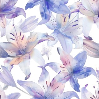 Seamless watercolor pattern with lily blossoms in pastel tones AI generated