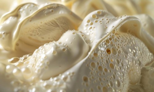 Close-up of melting vanilla ice cream, abstract background with ice cream close up view AI