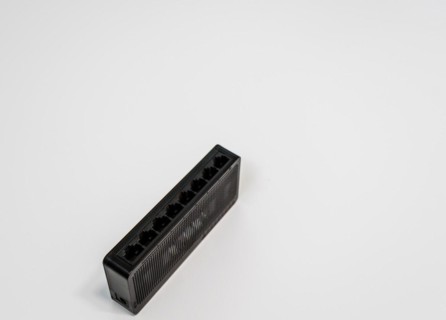 Side view of black wireless router used for home computer network
