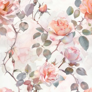 Seamless watercolor pattern with rose blossoms in pastel tones AI generated