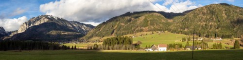 Mountain panorama, Berg Messnerin, Oberort, panoramic view, municipality of Tragoess-St. Katharein,
