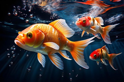 Brightly colored koi fish congregation underwater scene elegantly gliding in a peaceful atmosphere,