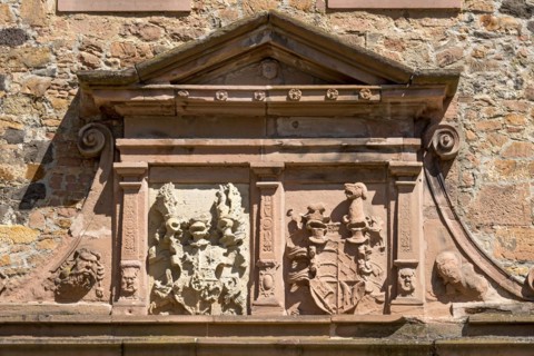 Coat of arms for Landgrave Ludwig IV of Hesse-Marburg and Hedwig of Wuerttemberg, relief in