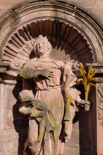 St Beatrix, west facade of the abbey church, Amorbach Monastery, Mainfranken, Lower Franconia,