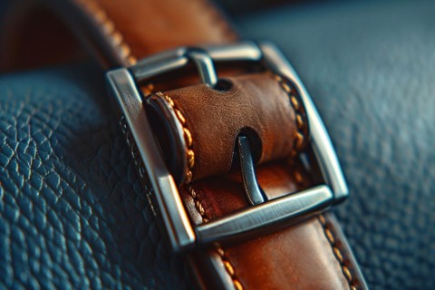 Close-up of a stylish leather belt highlighting the detailed craftsmanship and stitching, AI