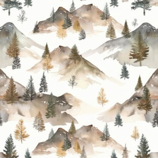 Landscape watercolor pattern with serene scenery and soft tones, abstract nature background,