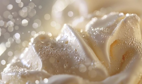 Close-up of melting vanilla ice cream, abstract background with ice cream close up view AI