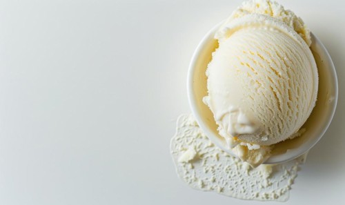 Ice cream scoop on white background, closeup AI generated