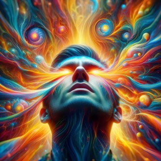 A man has delusions in his head, symbolic image intoxication, narcotic, drug, drug use, fantasies,