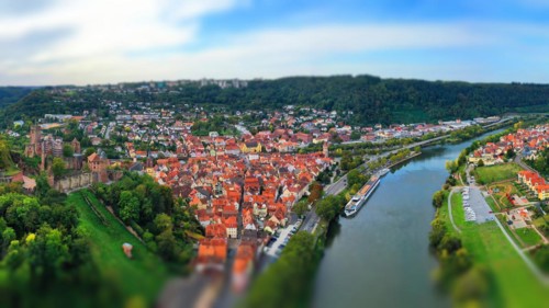 Aerial view of Wertheim am Main with a view of the castle. Wertheim, Main-Tauber district,