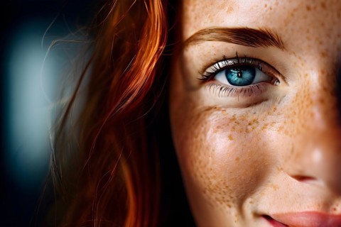 Face showing laughter lines freckles and the natural texture of skin, AI generated