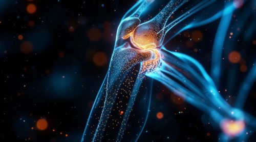 Digital representation of sparkling neurons with blue hues, symbolizing connectivity, ai generated,