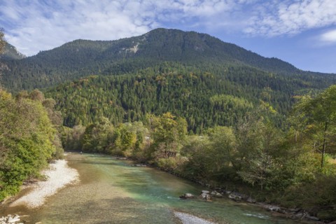 Loisach with Ammergau Alps, Garmisch-Partenkirchen, Werdenfelser Land, Upper Bavaria, Bavaria,
