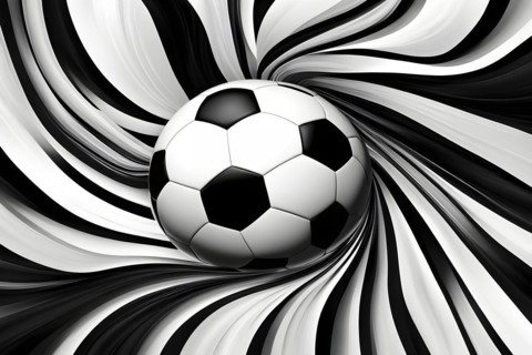Football whistle transformed into abstract black and white art composed of fluid lines and harmonic