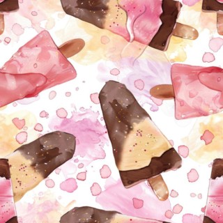 Neapolitan ice cream slices on a watercolor abstract background, seamless pattern AI generated