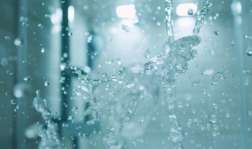Dynamic splash of clear water captured with high-speed photography, AI generated