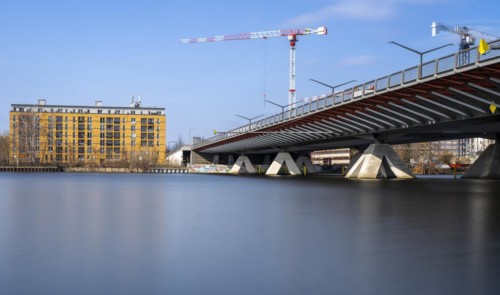 Long exposure, the Havel at the Wasserstadtbruecke Berlin-Spandau, Germany, Europe