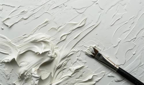White paint brush stroke on white background. Abstract artistic background AI generated