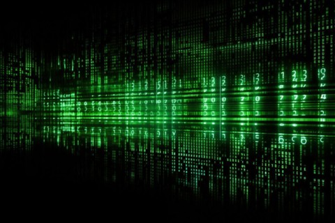 Green dynamic digital data streams, showcasing flowing lines of code in a mesmerizing pattern,