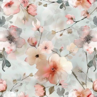 Floral watercolor pattern with delicate roses and foliage AI generated