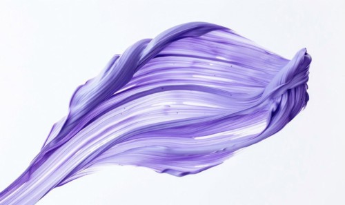 Brush stroke resembling a lily petal, in serene lavender color on white background AI generated