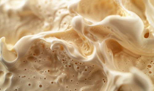 Close-up of melting vanilla ice cream, abstract background with ice cream close up view AI