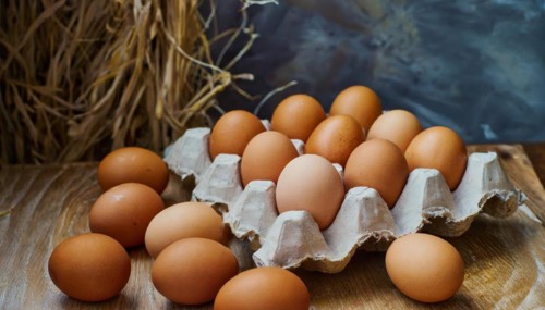 Food, fresh brown hen's eggs, free range eggs, AI generated, AI generated