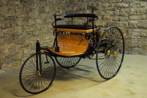 German Car Museum Langenburg, Benz Patent Motor Car, known as the first car in the world, in a