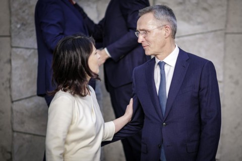 (L-R) Annalena Baerbock, Federal Foreign Minister, in conversation with Jens Stoltenberg, NATO