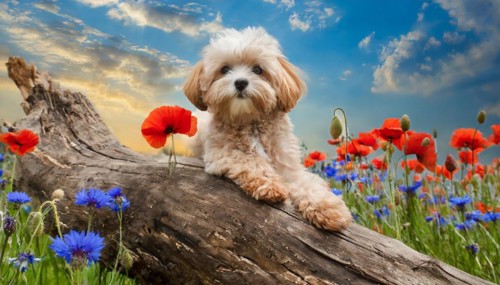 KI generated, animal, animals, mammal, mammals, Maltipoo (Canis lupus familiaris), dog, dogs,