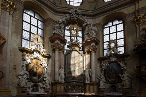 Interior view, abbey church, Benedictine monastery Rajhrad, Loucka, Rajhrad, Jihomoravsky kraj,