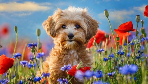 KI generated, animal, animals, mammal, mammals, Maltipoo (Canis lupus familiaris), dog, dogs,