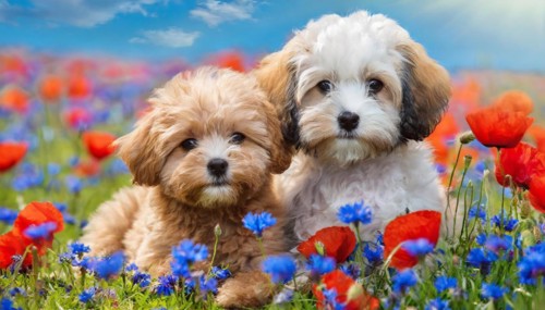 KI generated, animal, animals, mammal, mammals, Maltipoo (Canis lupus familiaris), dog, dogs,
