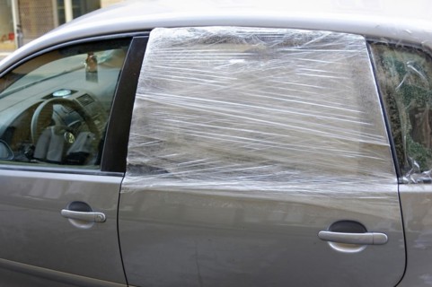 Marseille, burglary, silver-coloured car with plastic film wrapped around the window, Marseille,