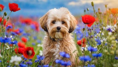 KI generated, animal, animals, mammal, mammals, Maltipoo (Canis lupus familiaris), dog, dogs,