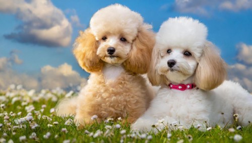KI generated, animals, mammals, dog, domestic dogs (Canis lupus familiaris), two animals, white,