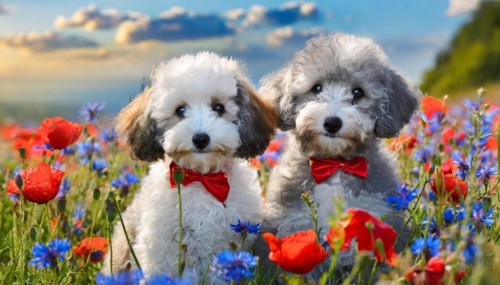 AI generated, animals, mammals, dog, domestic dogs (Canis lupus familiaris), two animals, white,