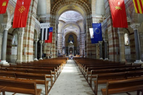 Marseille Cathedral or Cathedrale Sainte-Marie-Majeure de Marseille, 1852-1896, Marseille, Long