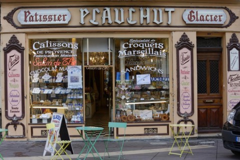 Marseille, Traditional French sweet shop with signs and window display, Marseille, Departement