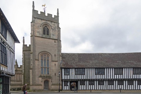 Guild Chapel and classroom of William Shakespeare and town hall, Stratford upon Avon, England,