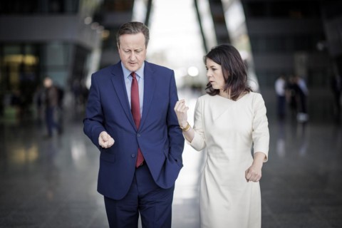 (R-L) Annalena Baerbock, Federal Foreign Minister, meets David Cameron, Secretary of State for