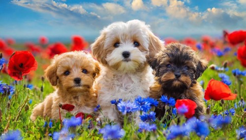 KI generated, animal, animals, mammal, mammals, Maltipoo (Canis lupus familiaris), dog, dogs,