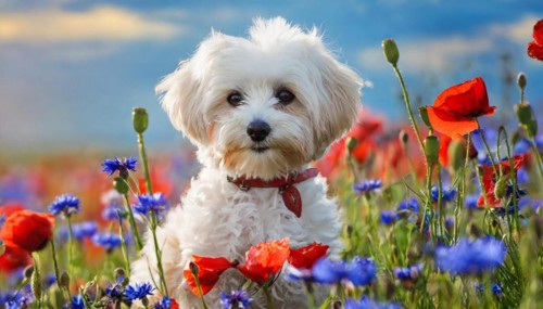 KI generated, animal, animals, mammal, mammals, Maltipoo (Canis lupus familiaris), dog, dogs,