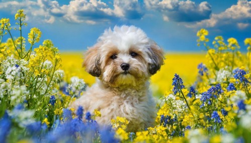 KI generated, animal, animals, mammal, mammals, Maltipoo (Canis lupus familiaris), dog, dogs,