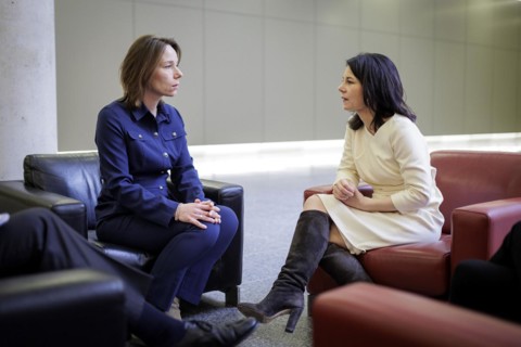 (R-L) Annalena Baerbock, Federal Foreign Minister, meets Hanke Bruins Slot, Foreign Minister of the